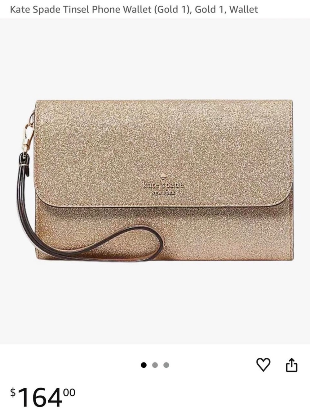 kate spade Gold Glitter Wristlet Phone Wallet